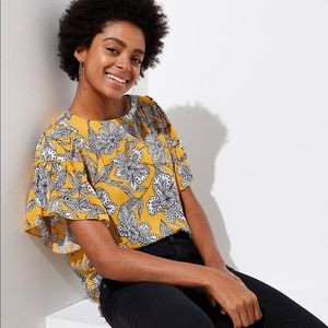 LOFT Floral Flutter Sleeve Top